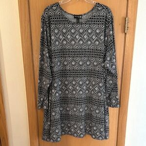 Original Anthony Women’s Geometric Printed Tunic Top Black White Plus Size 3X